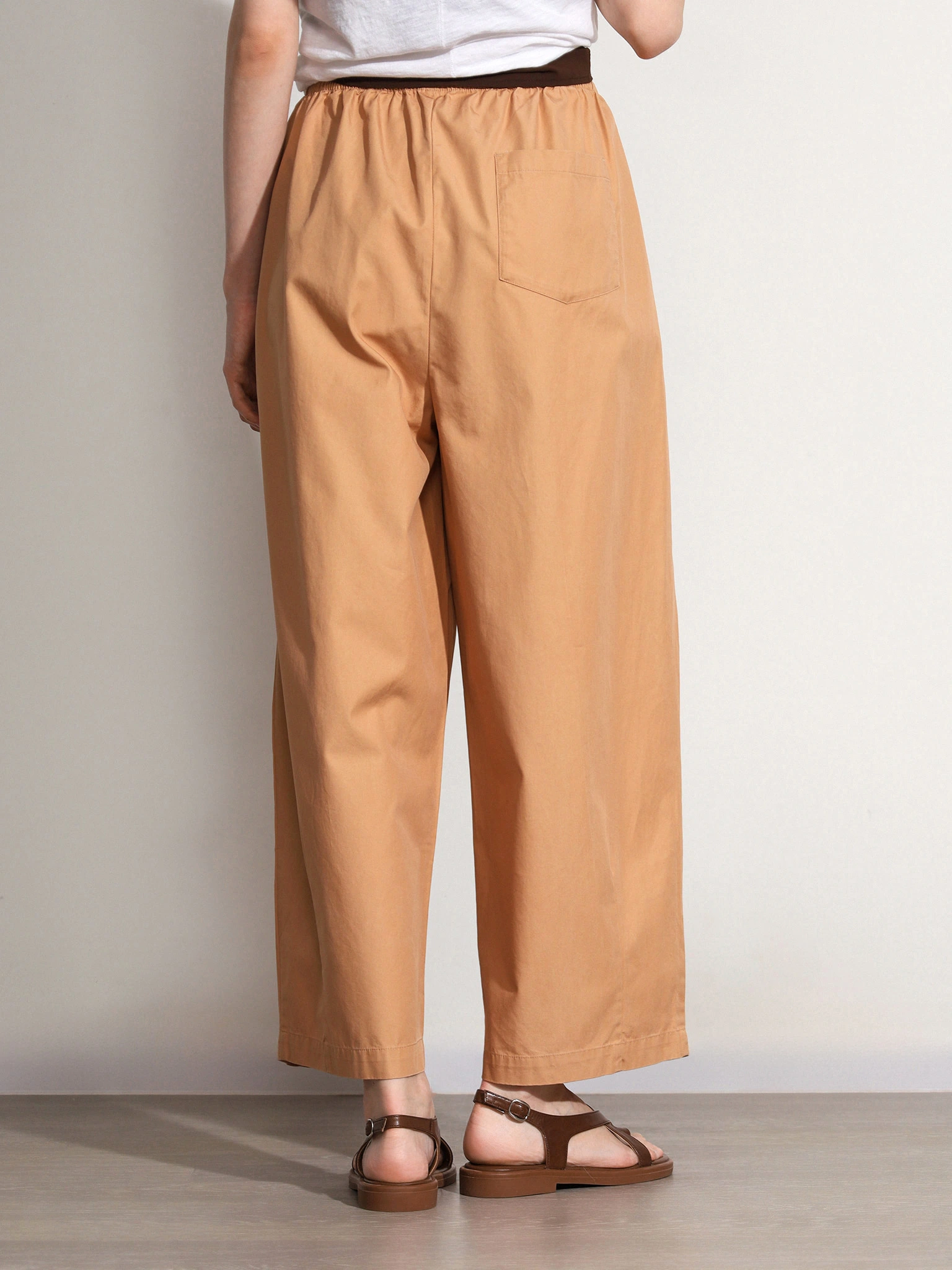 Брюки темно-бежевого цвета из смесового хлопка